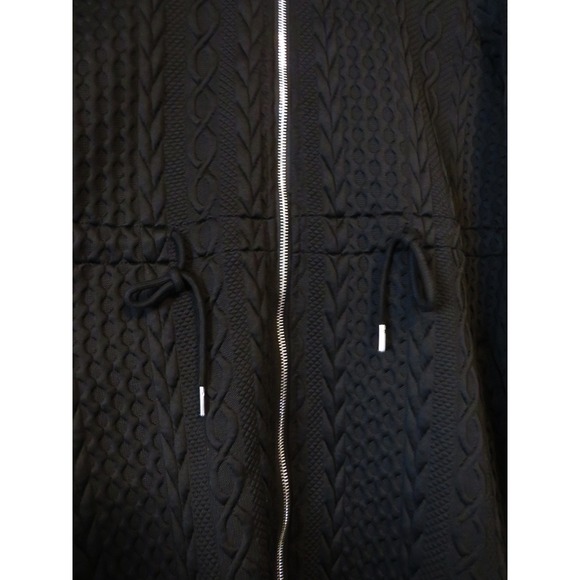 Black Cable Knit Hooded Zip-Up Sweater Coat by Shein Curve Women's 2X - Picture 8 of 15